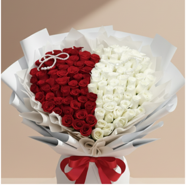 Premium Red Premium Red and White Roses – FlowerMan