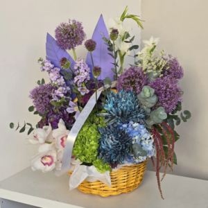 A Regal Purple & Blue Floral Basket