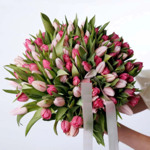 Bouquet of Rose and Pink Tulips Pink Love