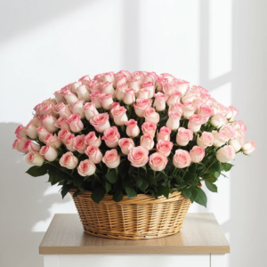 Basket of Charming Pink Roses